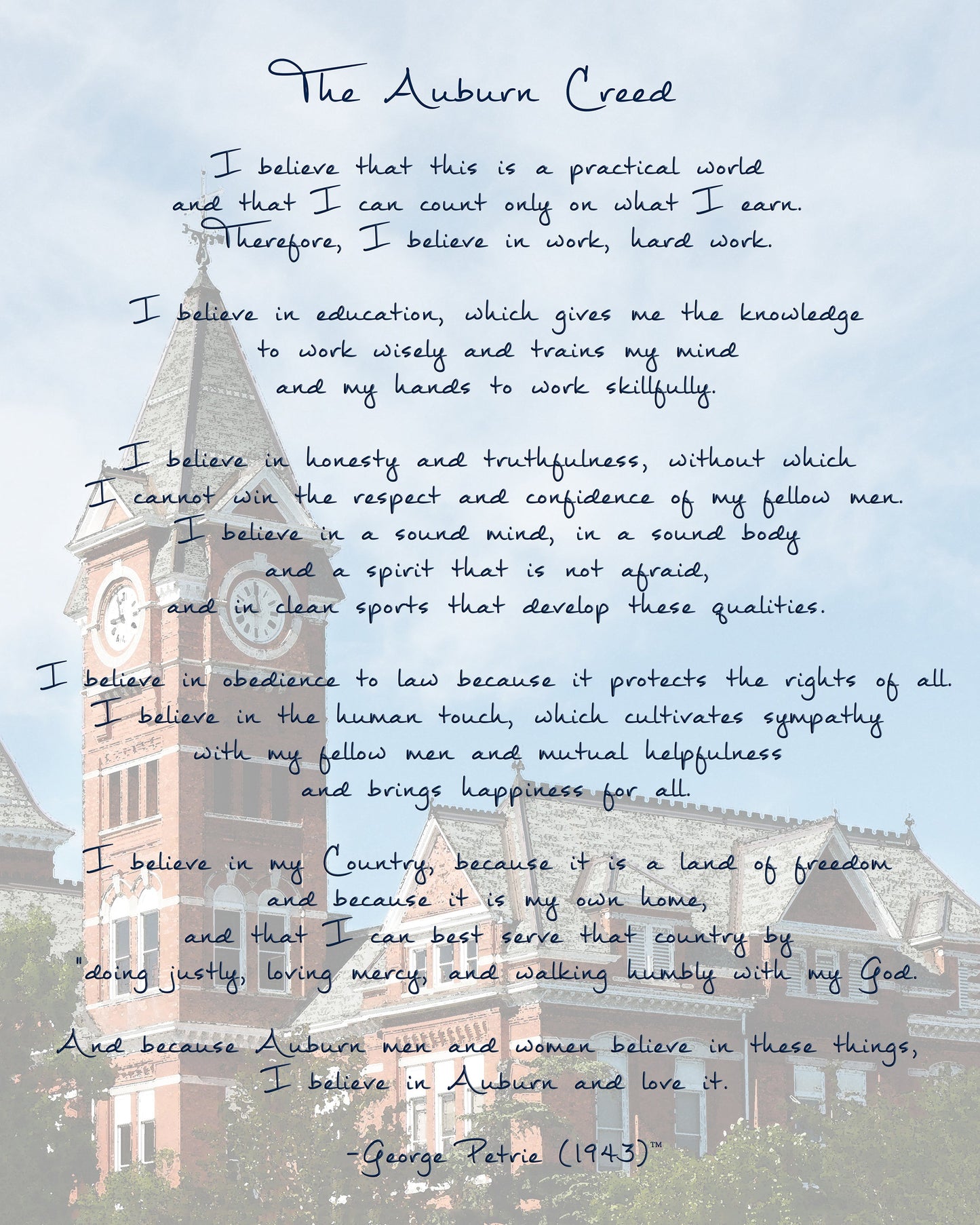 Auburn Creed with Samford Hall