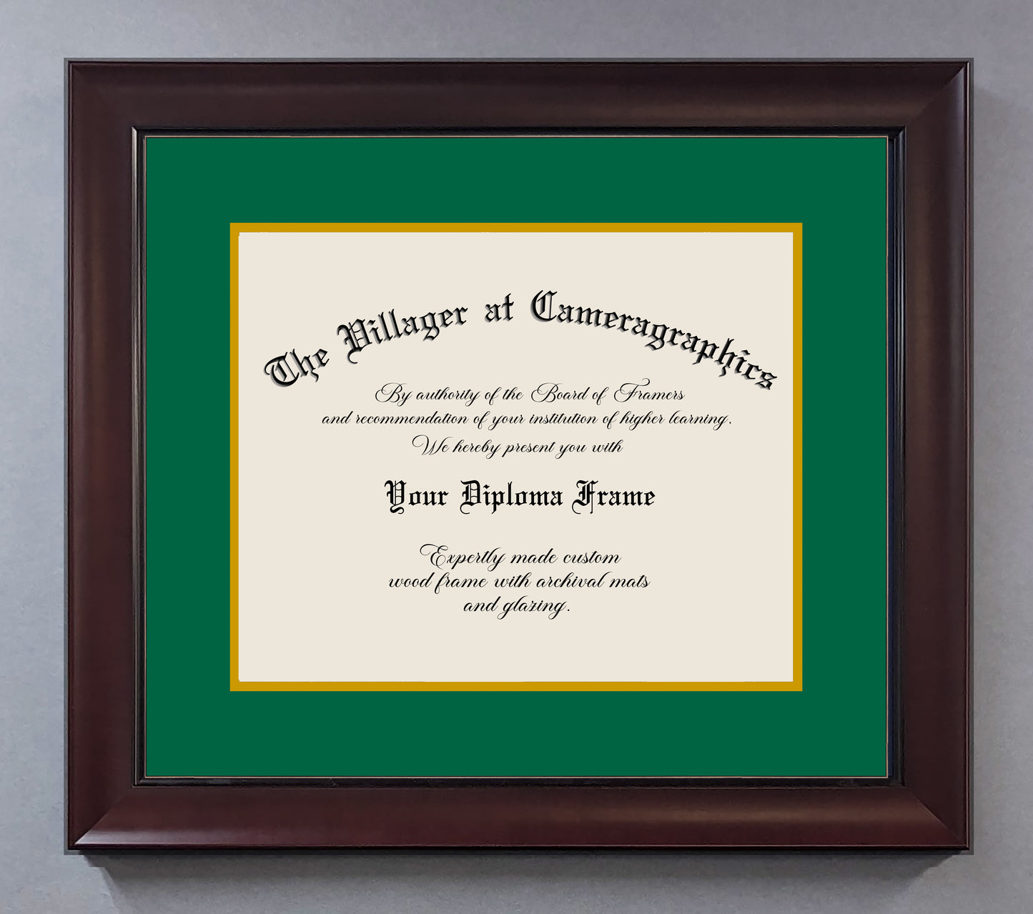 Custom Diploma Frame, Mahogany Wooden Frame with archival double mat